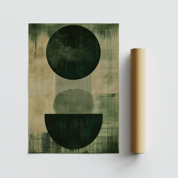 Minimalist Green Wabi Sabi Print art print in calming shades for hallway