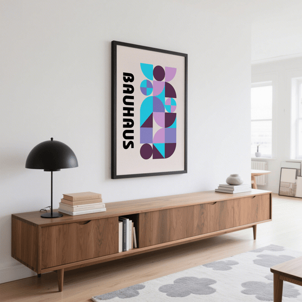 Geometric Colorful Shape Print with Purple, Pink, Blue for office art print