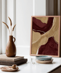 Neutral Organic Abstract Art design in Red, Brown, Beige, White for modern hallway wall art