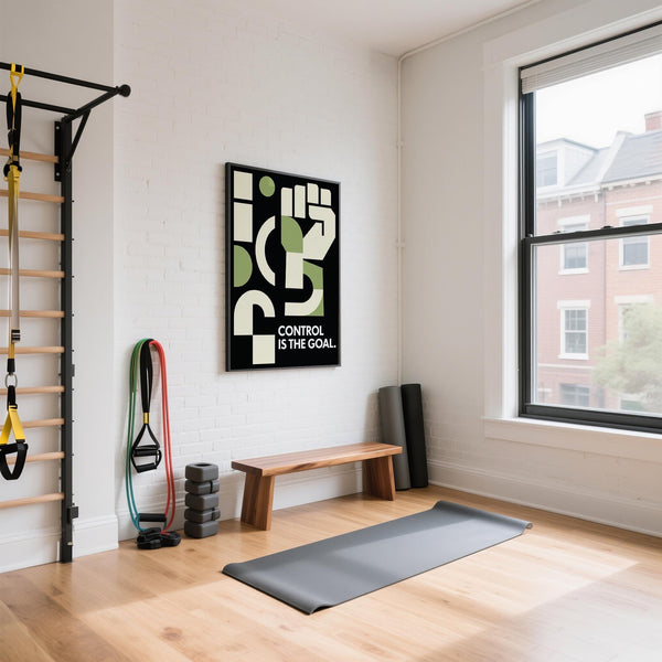 Black and green fitness motivation poster for gym spaces.