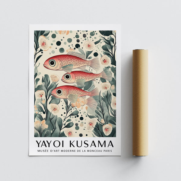 Fish Artwork Prints showing three graphic fish with playful fins.