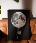 Moon Hot Air Balloon Art with gray moon for bedroom wall decor