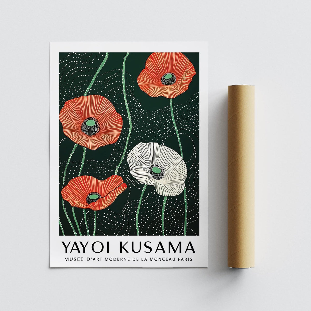 Extra Large Floral Wall Art print with botanical poppies in minimalist style.