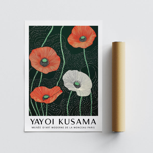 Extra Large Floral Wall Art print with botanical poppies in minimalist style.