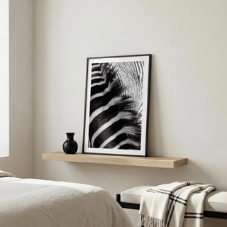Detail shot zebra coat stripes poster with hair texture
