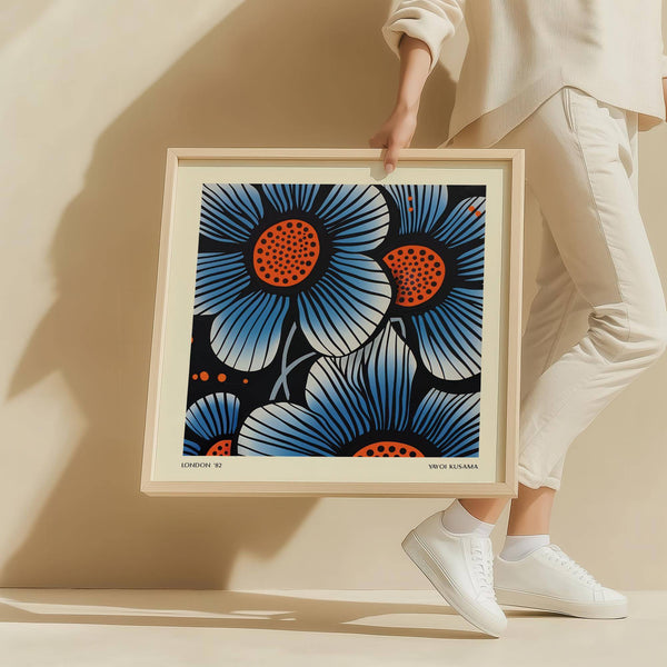 High-quality blue flower wall art on matte paper