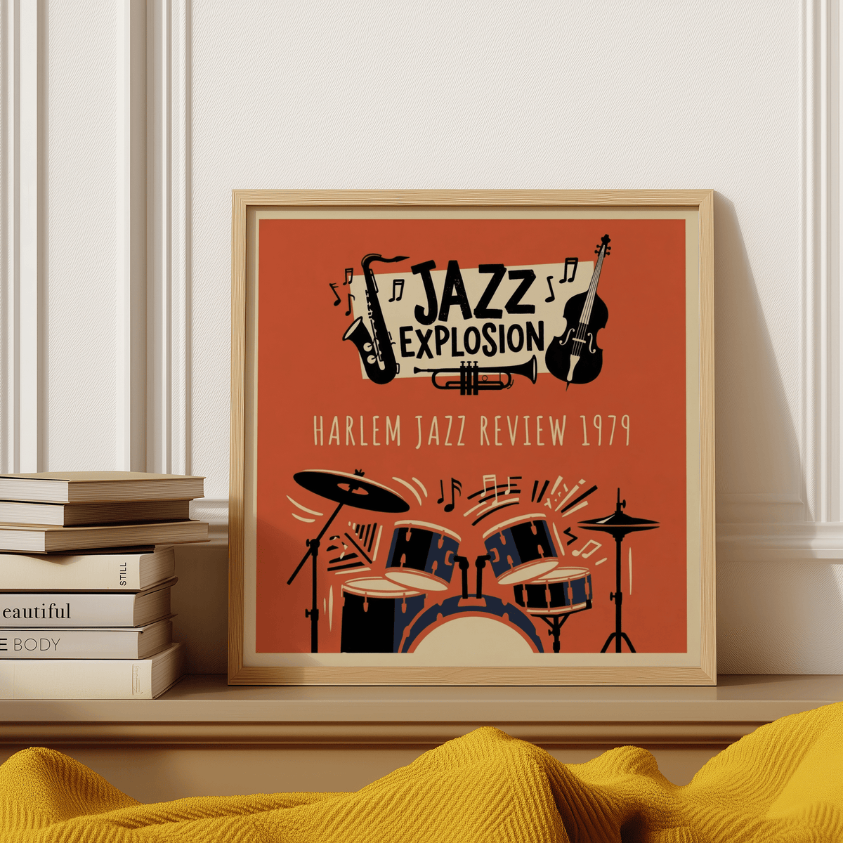 Harlem Jazz Art Print with retro design for bedroom wall art