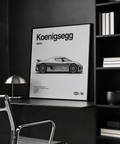 Koenigsegg Car Print art print in Black and White for office decor