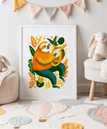 Sloth Art Print woodland animal multicolored art for nursery