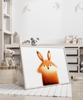 Cute Fox Poster in Brown and White, playroom decor art print