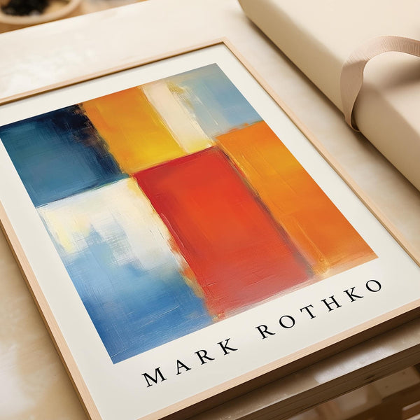 Minimalist space featuring bold color field artwork