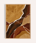 Abstract Earth Tones Art print in orange, brown, red, and beige for living room wall art