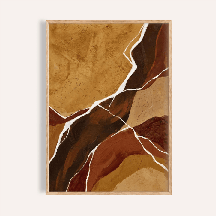 Abstract Earth Tones Art print in orange, brown, red, and beige for living room wall art