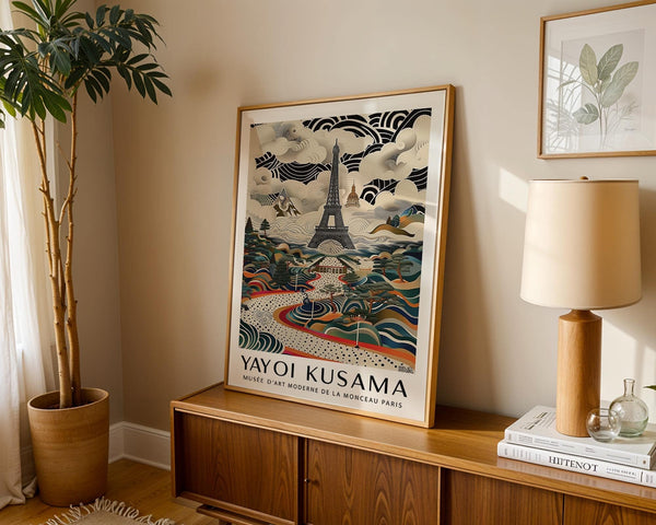 Detailed Eiffel Tower print with dreamlike patterns