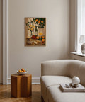 Still Life Kitchen Art featuring orange, green highlights for kitchen poster