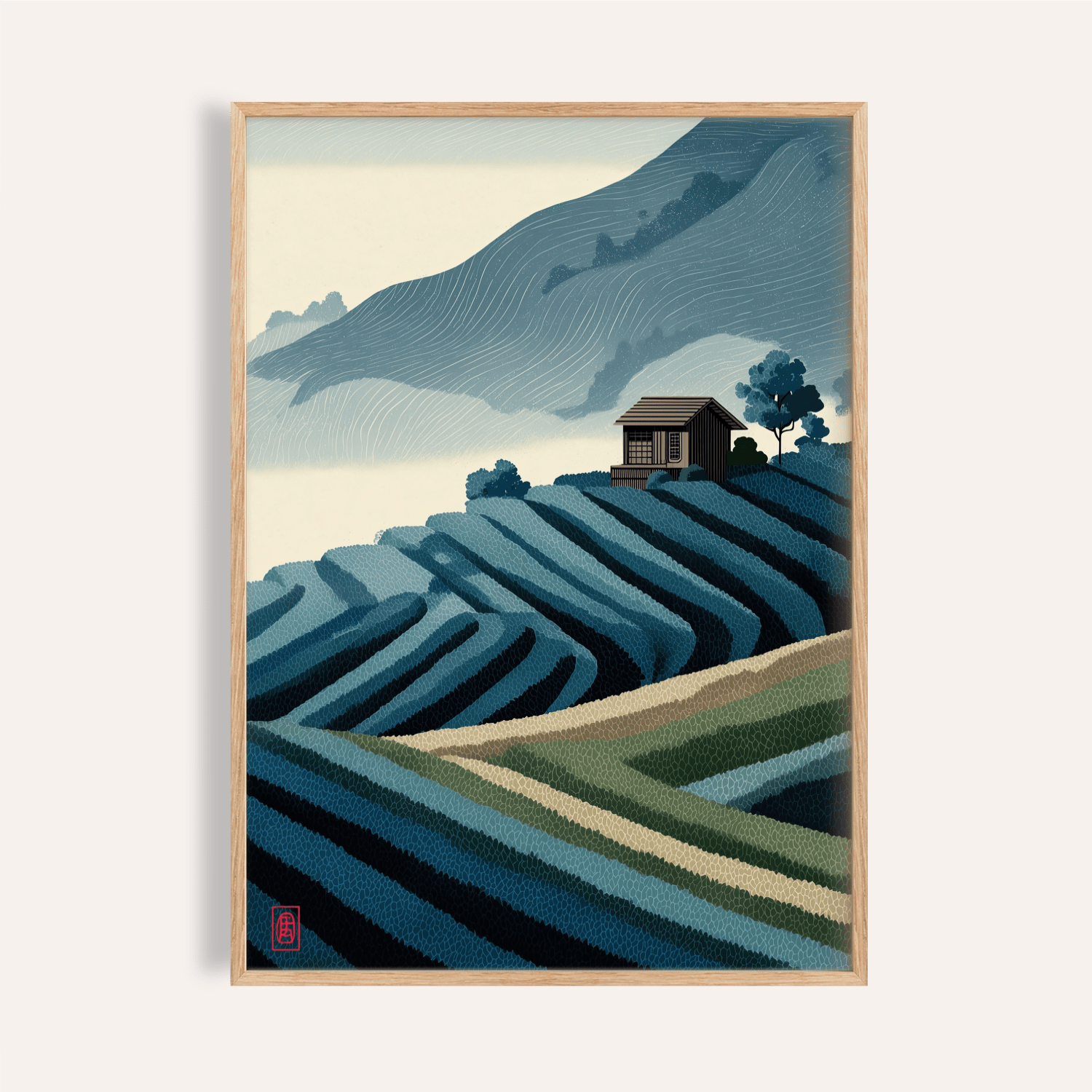 Rice Paddy Wall Art | Landscape Print for Bedroom