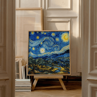 Blue and Yellow Starry Night Art Print decor for modern spaces