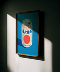 Blue and red Japanese Soda Print art print for office decor