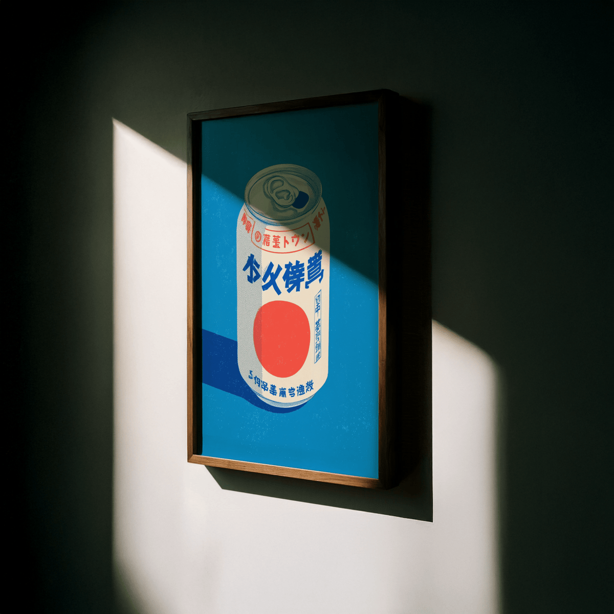 Blue and red Japanese Soda Print art print for office decor
