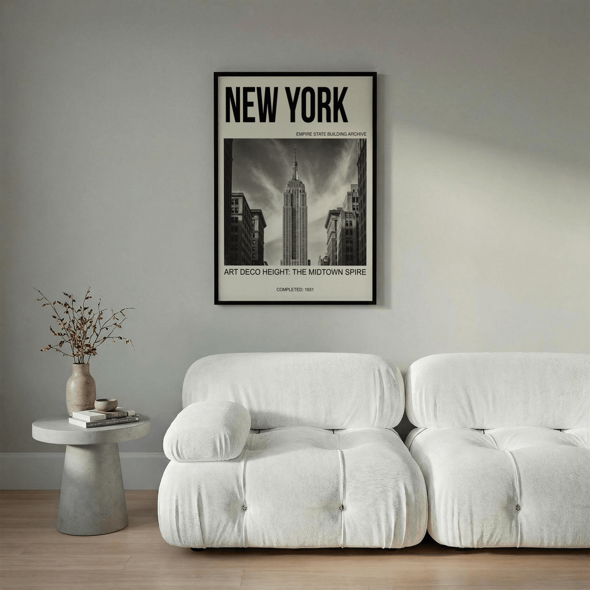 Classic New York city poster with bold header text and archival-style captioning