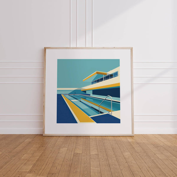 Poolside art print with geometric precision