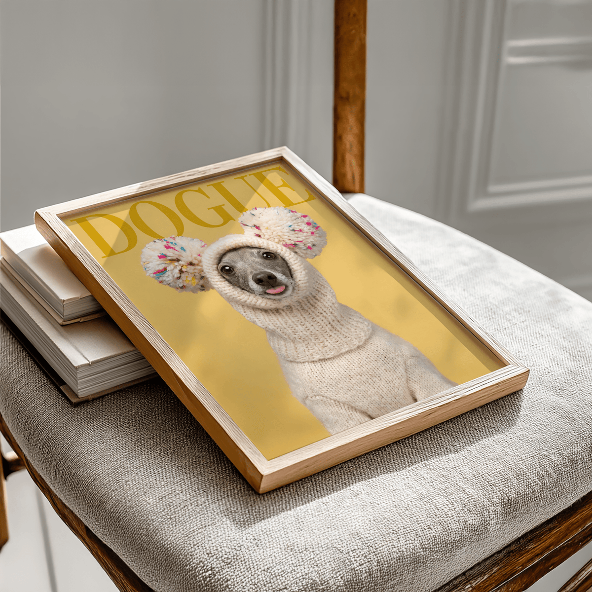 Gray-white Funny Dog Wall Art poster for office walls