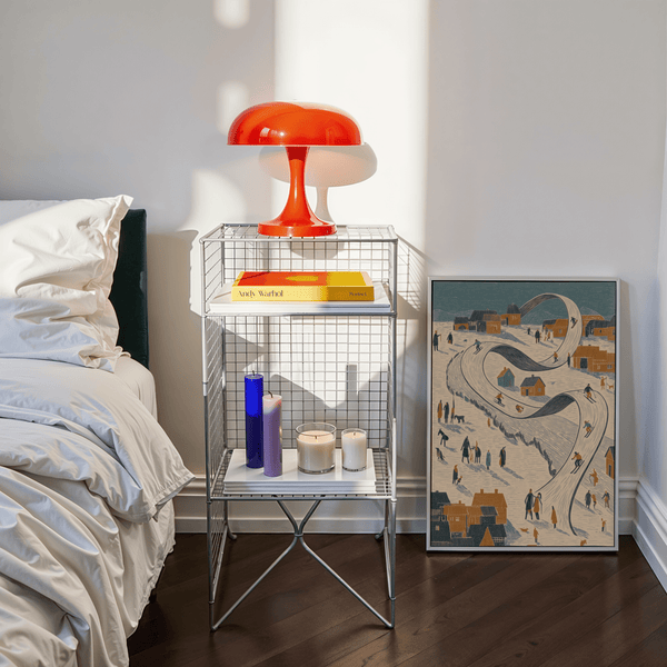 Family activity Snow Scene Wall Art with blue, orange for living area