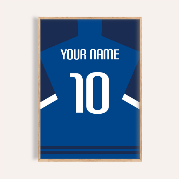 Custom Chelsea Jersey Print poster with blue jersey back and number 10