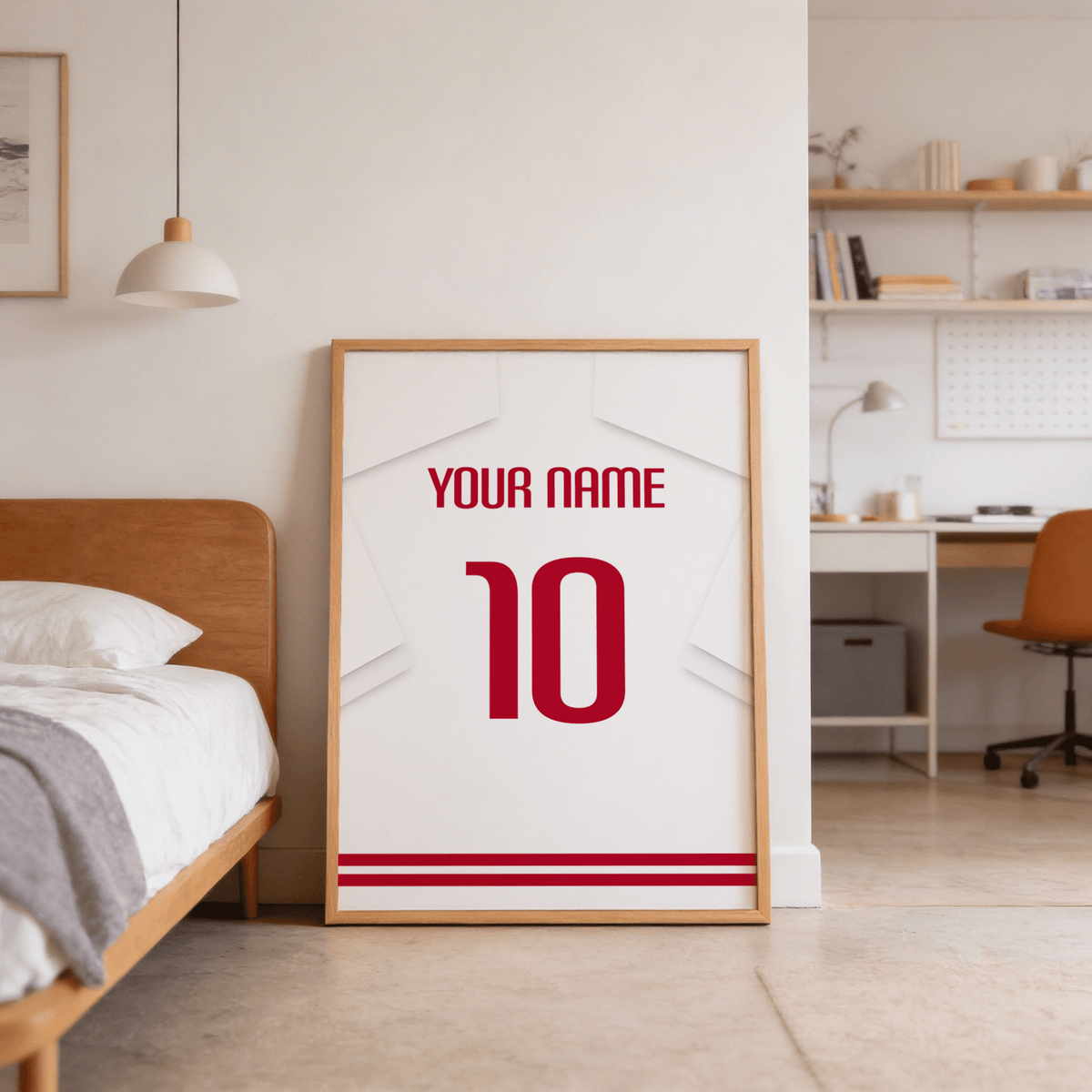 Detail of centered type on Sevilla Football Shirt Poster showing bold number 10
