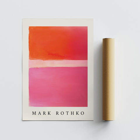 Mark Rothko-inspired art print showcasing vivid orange and pink tones, perfect for adding warmth and creativity to any living or workspace.





