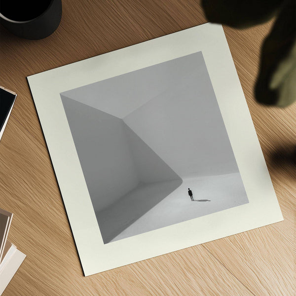 Surreal photography-inspired print highlighting loneliness and light.