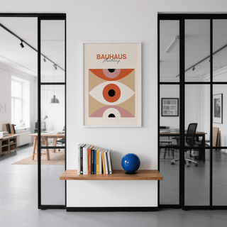 Minimalist Eye Art art print for workspace with Orange Beige Pink colors