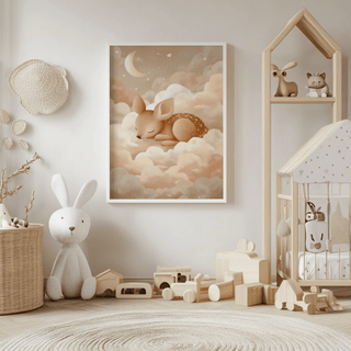 Sleeping Deer Wall Art in dreamy Pink and Beige for child’s room art print