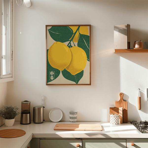 Citrus Fruit Print green yellow wall art for home office inspiration