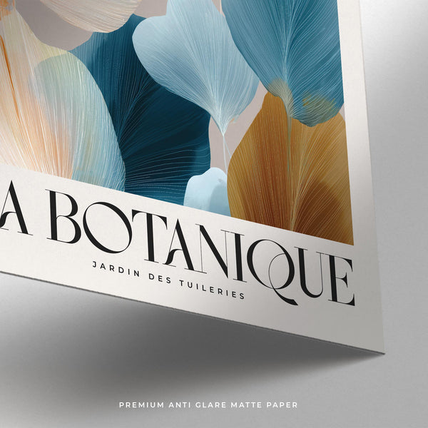 Natural leaf artwork in orange and blue, flower art for walls