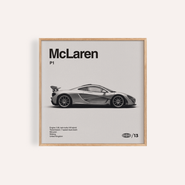 Mclaren P1 Print in black and white for office wall art