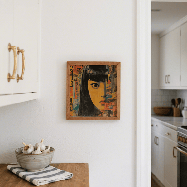 Japanese Pop Art art print, Orange, Black, Red for office decor