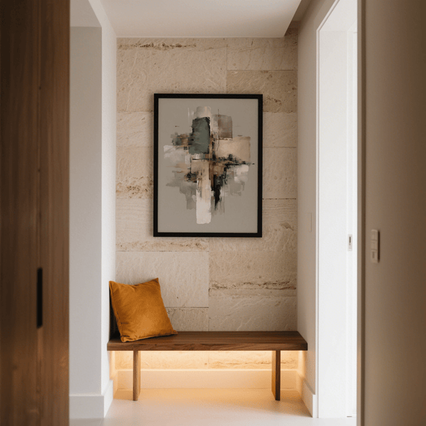 Bold Pink and Gold Abstract Art print with gray and pink for dining area wall art