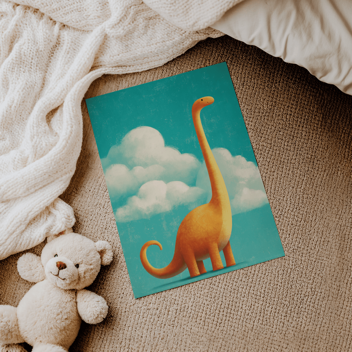 Bright blue-orange Nursery Room Poster for modern playroom poster