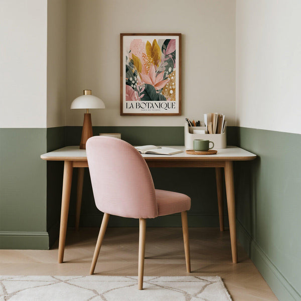 Flower prints poster featuring pink petals and golden foliage