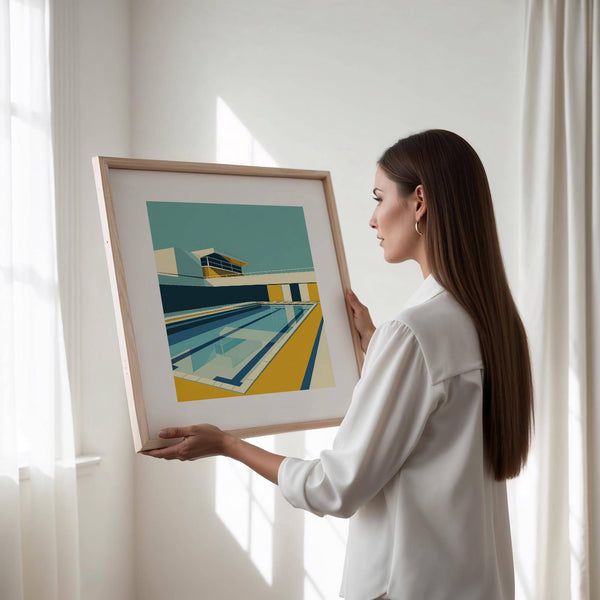 Geometric minimalistic art print styled for minimalist home office