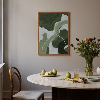 Abstract Green Art Print for study room, with green, blue, and white as wall art