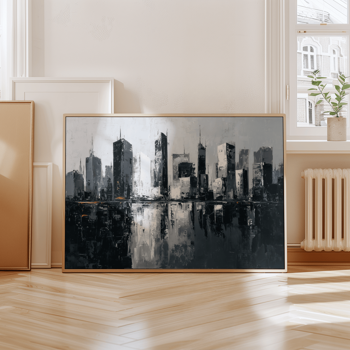 City Skylines Wall Art print in Gray and White for hallway décor