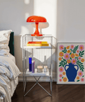 Vase Art Print with playful Blue and Orange accents for office wall art