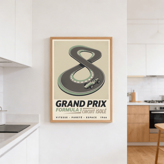 Grand Prix formula racing wall poster with large headline lettering