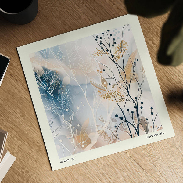 Minimalist branches design in neutral prints for Japandi interiors