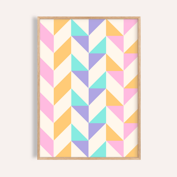 Abstract Pastel Print in gold and white for living room wall art poster
