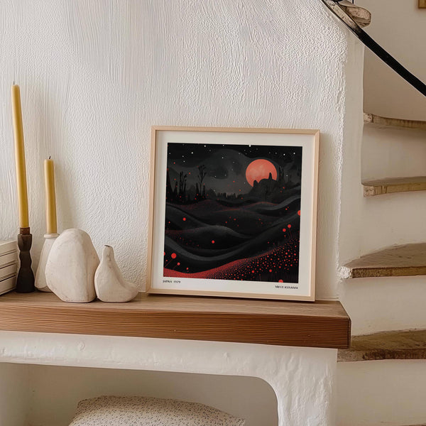 Modern wall moon art capturing cosmic atmosphere and surrealism
