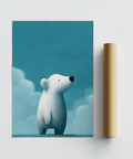 Children’s bedroom wall art, Cute Polar Bear Print, Blue and White