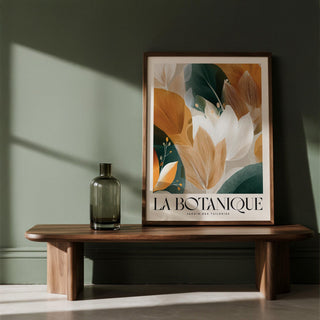 Wall art with leaves in overlapping layered composition
